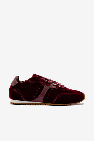 Tênis Stella Veludo e Couro Vinho Sneaker Larroudé