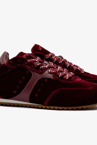 Tênis Stella Veludo e Couro Vinho