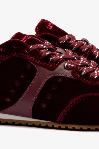 Tênis Stella Veludo e Couro Vinho