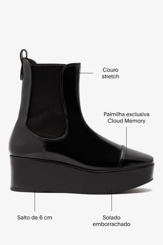 Bota Flatform Dani Couro Preto