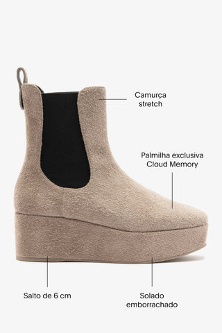 Bota Flatform Dani Camurça Cinza