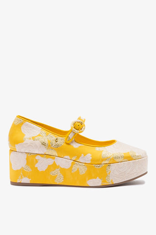 Larroudé x Markarian: Flatform Blair Brocado Amarelo