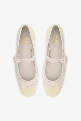 Larroudé x Markarian: Flatform Blair Brocado Off White Womens - Shoes - Flatforms Larroudé x Markarian
