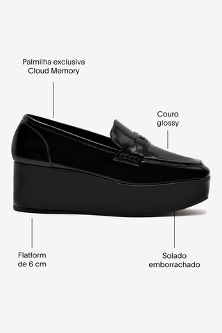 Flatform Suki Couro Preto