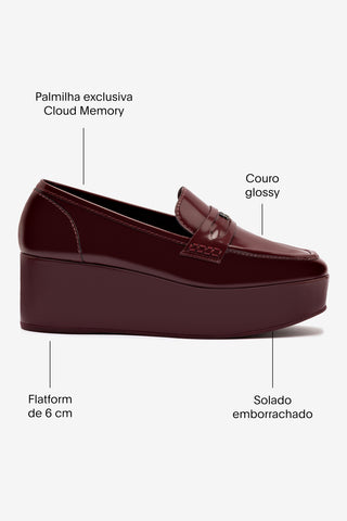 Flatform Suki Couro Bordô
