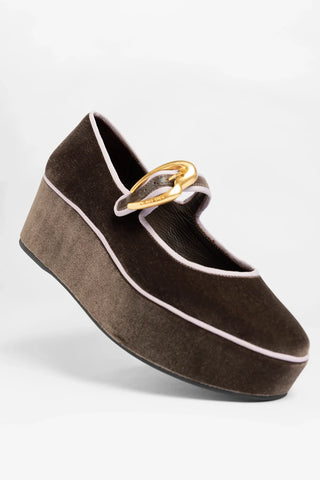 Flatform Verona Veludo Marrom Flatform Larroude