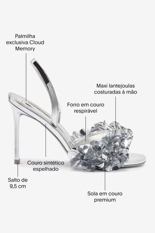 Sandália Morgan Couro Prateado