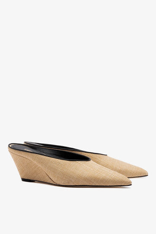 Mule Loulou Ráfia Bege Womens - Shoes - Mules Larroudé