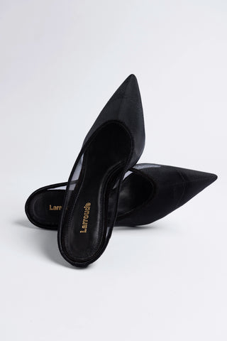 Mule Loulou Mesh Camurça Preto