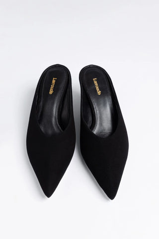 Mule Loulou Camurça Preto Mule Larroudé