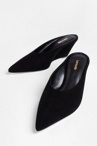 Mule Loulou Camurça Preto Mule Larroudé