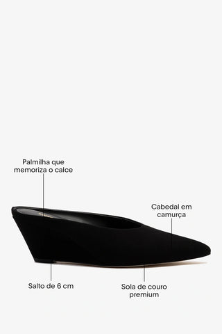 Mule Loulou Camurça Preto Mule Larroudé