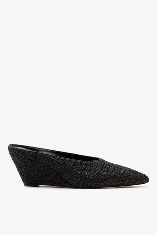 Mule Loulou Ráfia Preto Mule Larroude