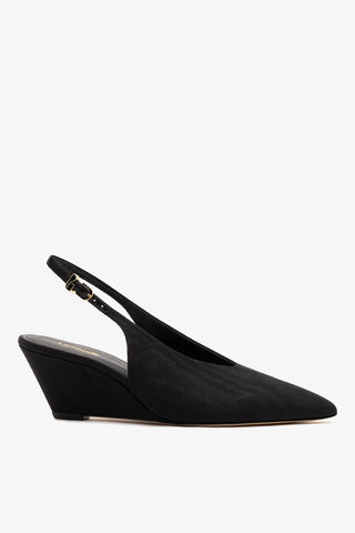 Slingback Loulou Tecido Preto Pump Larroudé