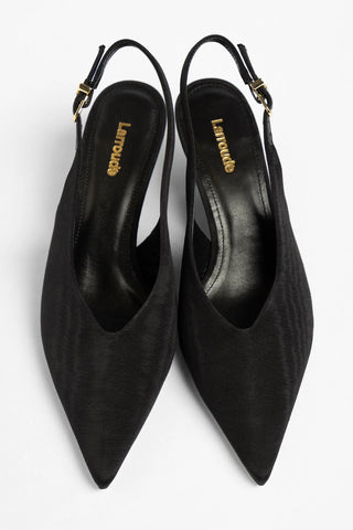 Slingback Loulou Tecido Preto Pump Larroudé