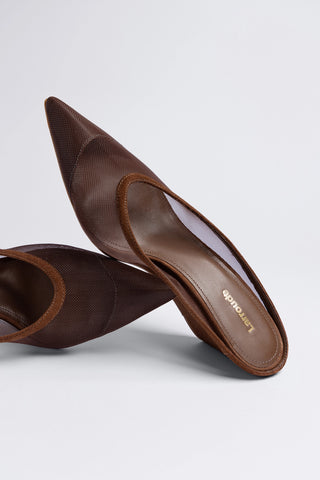 Mule Loulou Mesh Camurça Marrom
