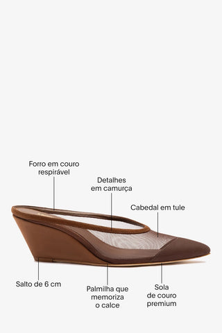 Mule Loulou Mesh Camurça Marrom