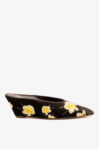 Mule Loulou Blossom Veludo Marrom