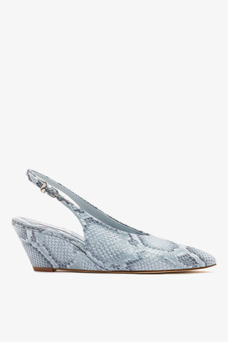 Slingback Loulou Couro Cobra Azul Pump Larroudé