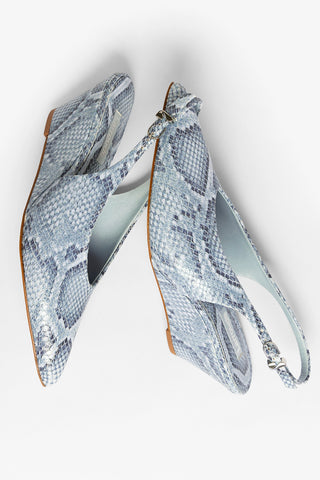Slingback Loulou Couro Cobra Azul Pump Larroudé