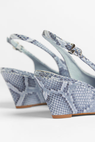Slingback Loulou Couro Cobra Azul Pump Larroudé
