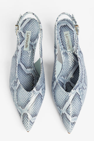 Slingback Loulou Couro Cobra Azul Pump Larroudé