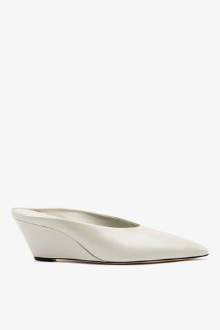 Mule Loulou Couro Cinza Mule Larroudé