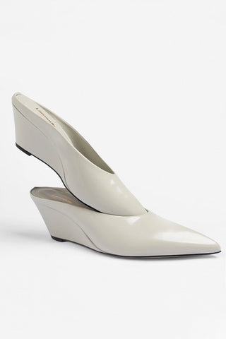 Mule Loulou Couro Cinza Mule Larroudé
