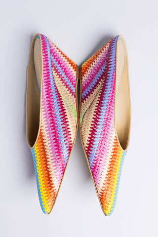 Mule Loulou Ráfia Multicor Mule Larroudé