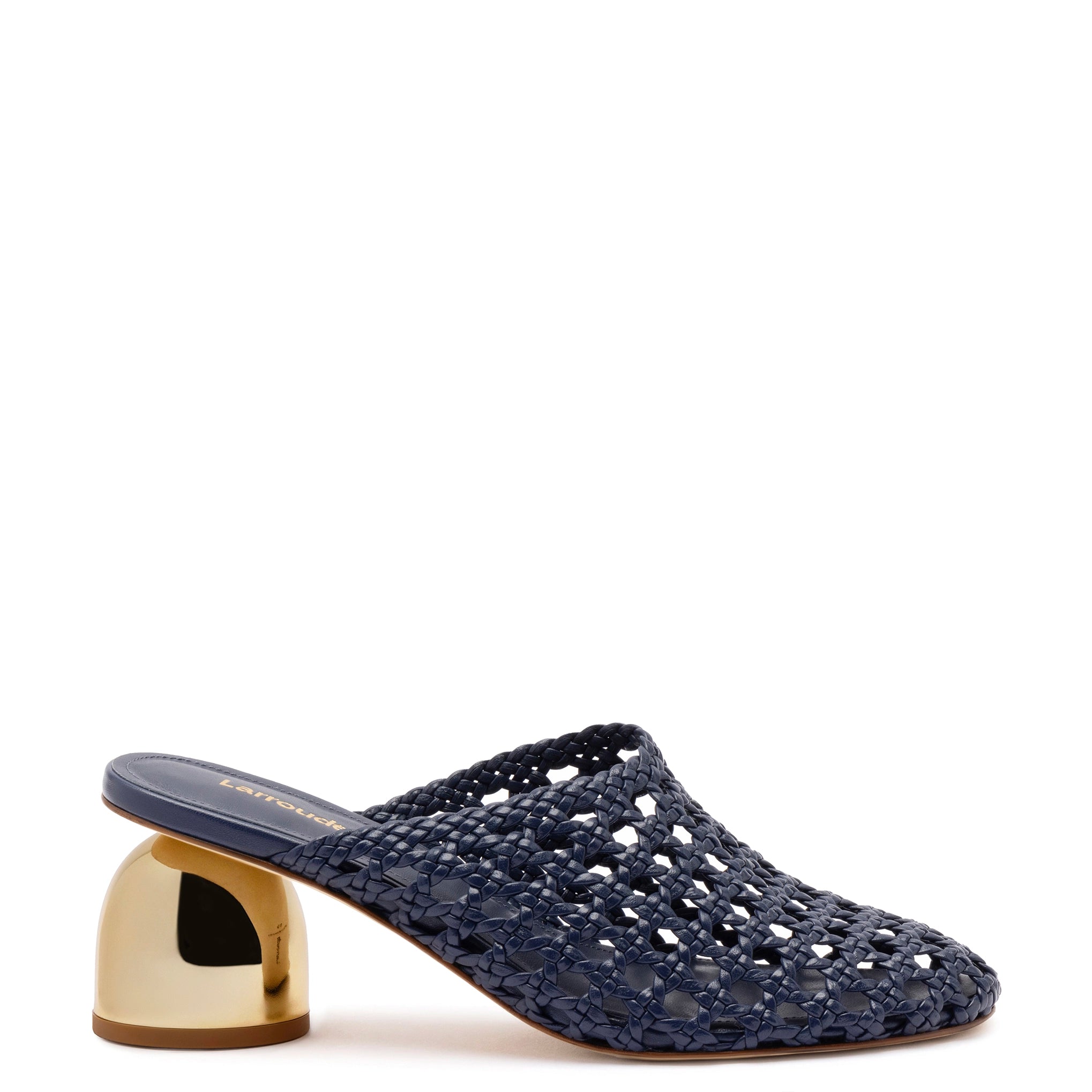 Dew Drop Macrame Mule In Navy Leather