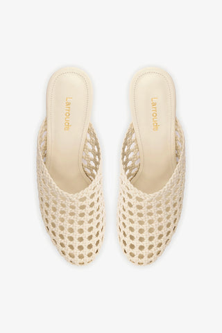 Mule Dew Drop Macramê Couro Off White Womens - Shoes - Mules Larroudé