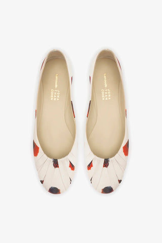Jonathan Cohen by L.: Sapatilha Cetim Estampado Off White Ballet Larroudé x Jonathan Cohen