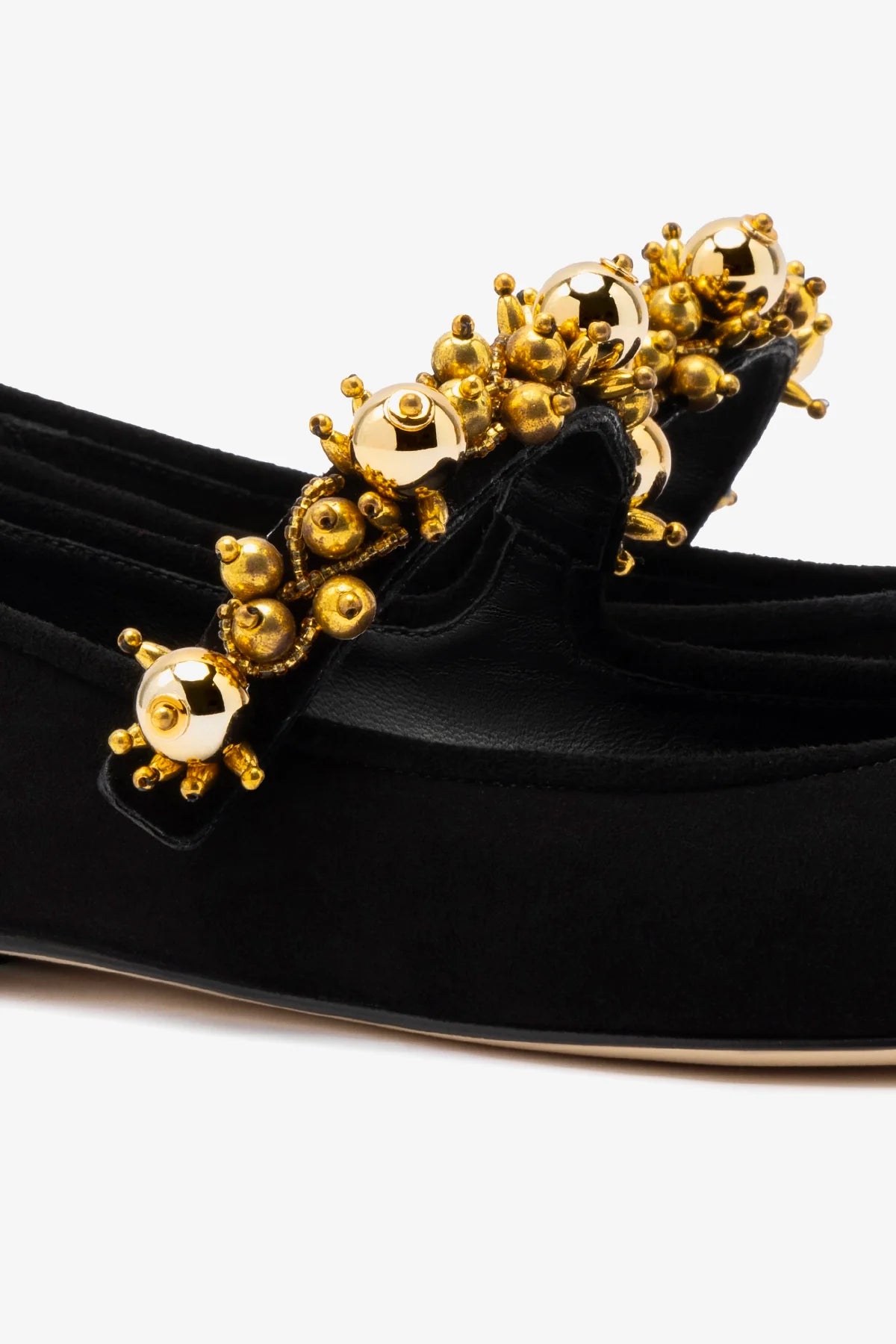 Larroudé x Libertine Verona In Black Suede and Golden Balls