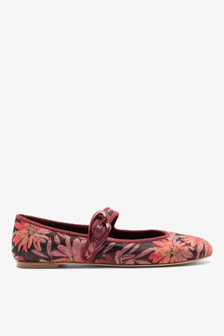 Larroudé by Markarian: Sapatilha Verona Brocado Floral Bordô Ballet Larroudé