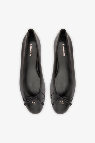 Sapatilha Pavlova Couro Preto Ballerina Larroudé