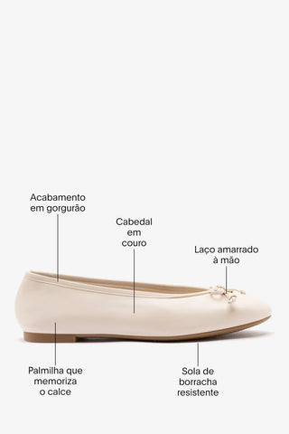 Sapatilha Pavlova Couro Bege Ballet Larroudé