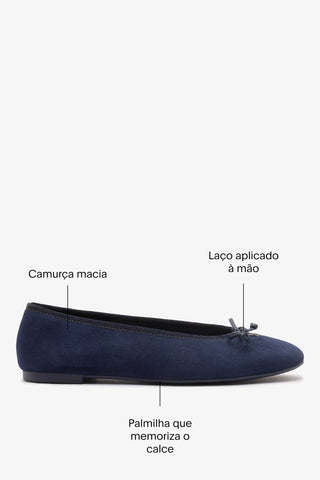 Sapatilha Pavlova Camurça Azul Ballerina Larroudé