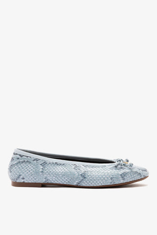 Sapatilha Pavlova Couro Cobra Azul Ballet Larroudé