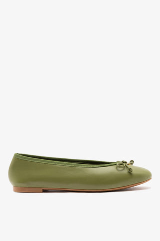 Sapatilha Pavlova Couro Verde Ballet Larroudé