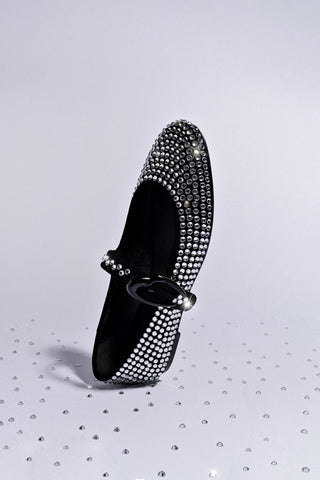 Verona Ballet Flat Crystal In Black Suede