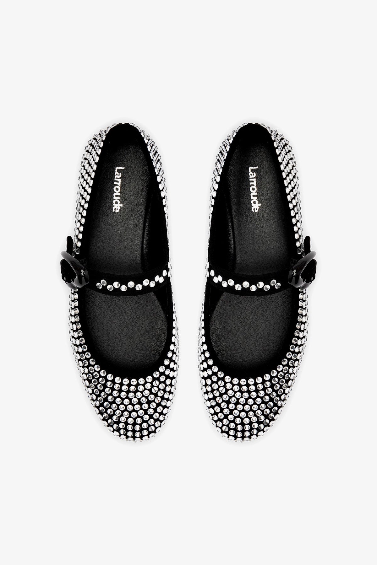 Verona Ballet Flat Crystal In Black Suede