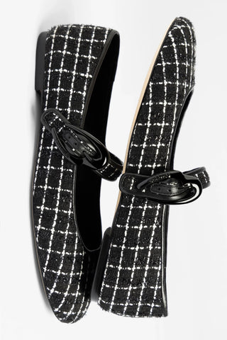 Sapatilha Verona Tweed Preto Ballet Larroudé