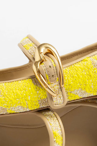 Sapatilha Verona Malha Estampado Amarelo Ballet Larroude