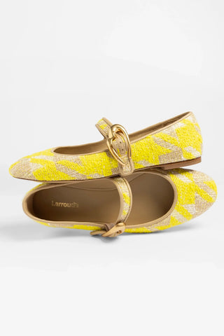 Sapatilha Verona Malha Estampado Amarelo Ballet Larroude