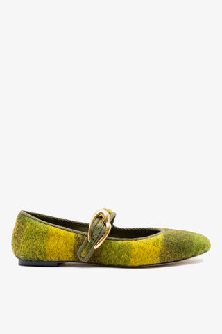 Sapatilha Verona Feltro Estampado Amarelo Ballet Larroudé