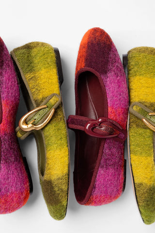 Sapatilha Verona Feltro Estampado Amarelo Ballet Larroudé