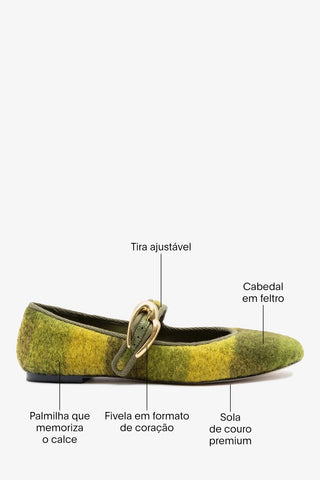 Sapatilha Verona Feltro Estampado Amarelo Ballet Larroudé