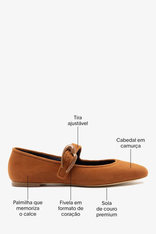 Sapatilha Verona Camurça Marrom-castanho Ballet Larroudé