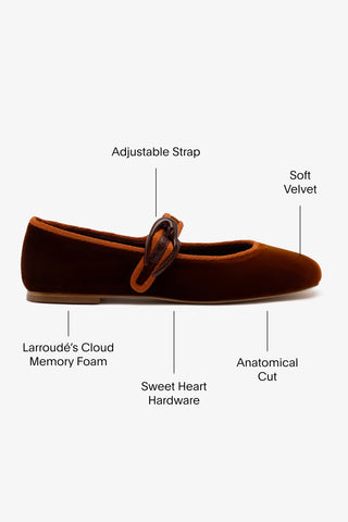Verona Ballet Flat In Cuoio Velvet