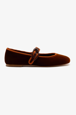 Verona Ballet Flat In Cuoio Velvet